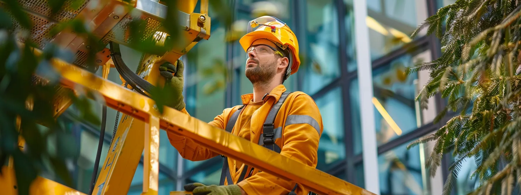 a worker carefully positioning outriggers on a man lift rental, following strict safety regulations to ensure safe operation.