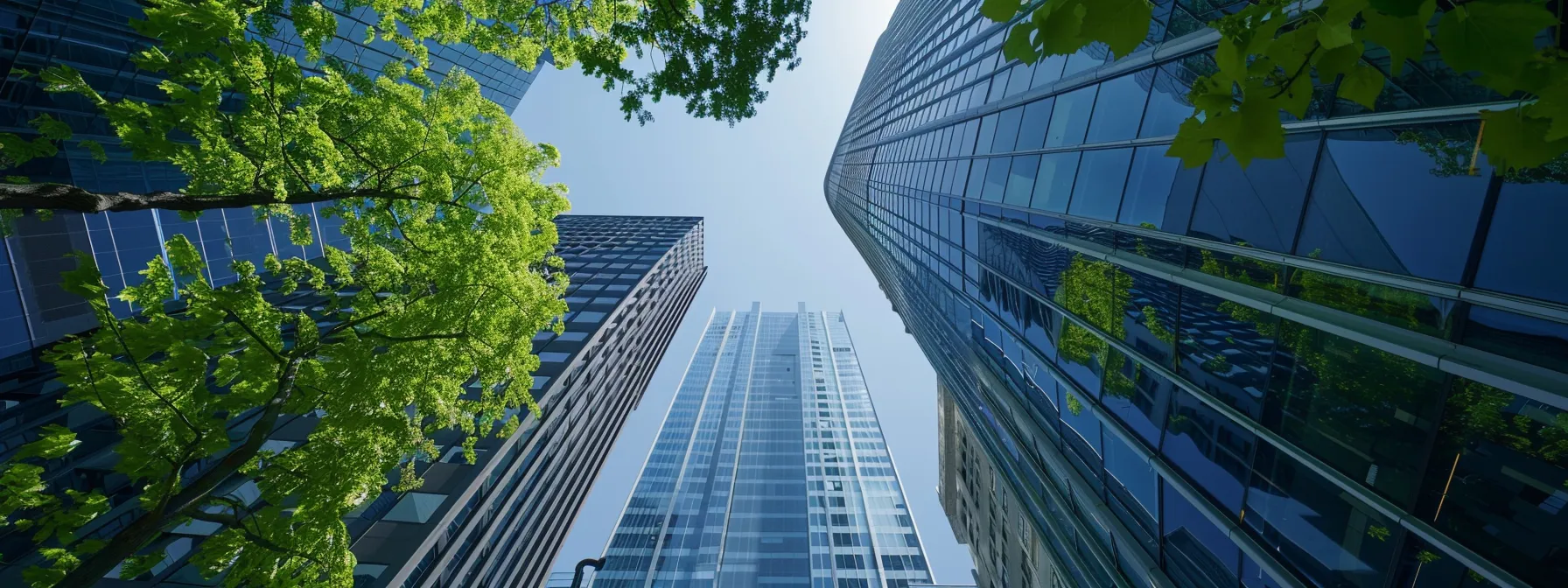 a man lift rental operation surrounded by green energy-efficient buildings under clear blue skies, showcasing the financial implications of environmental regulations on sustainable practices.