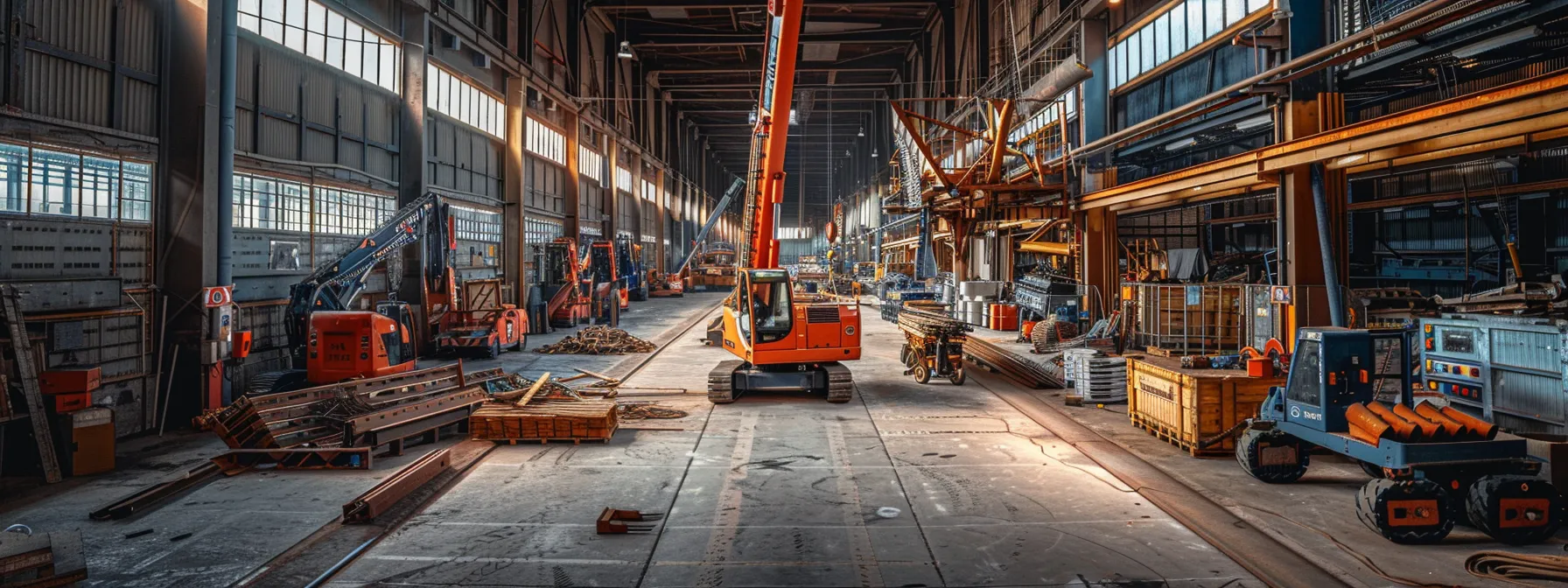 a hydraulic man lift surrounded by a variety of specialized attachments, each enhancing productivity and safety in elevated work environments.