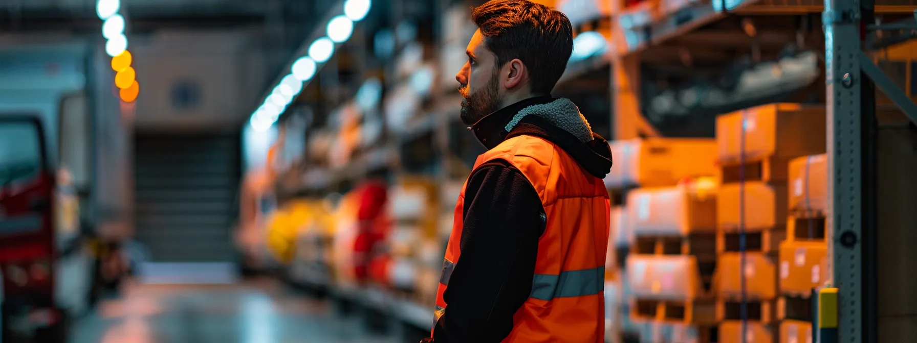 a worker carefully comparing the benefits and challenges of self-pickup, delivery services, and third-party transport for rental equipment.