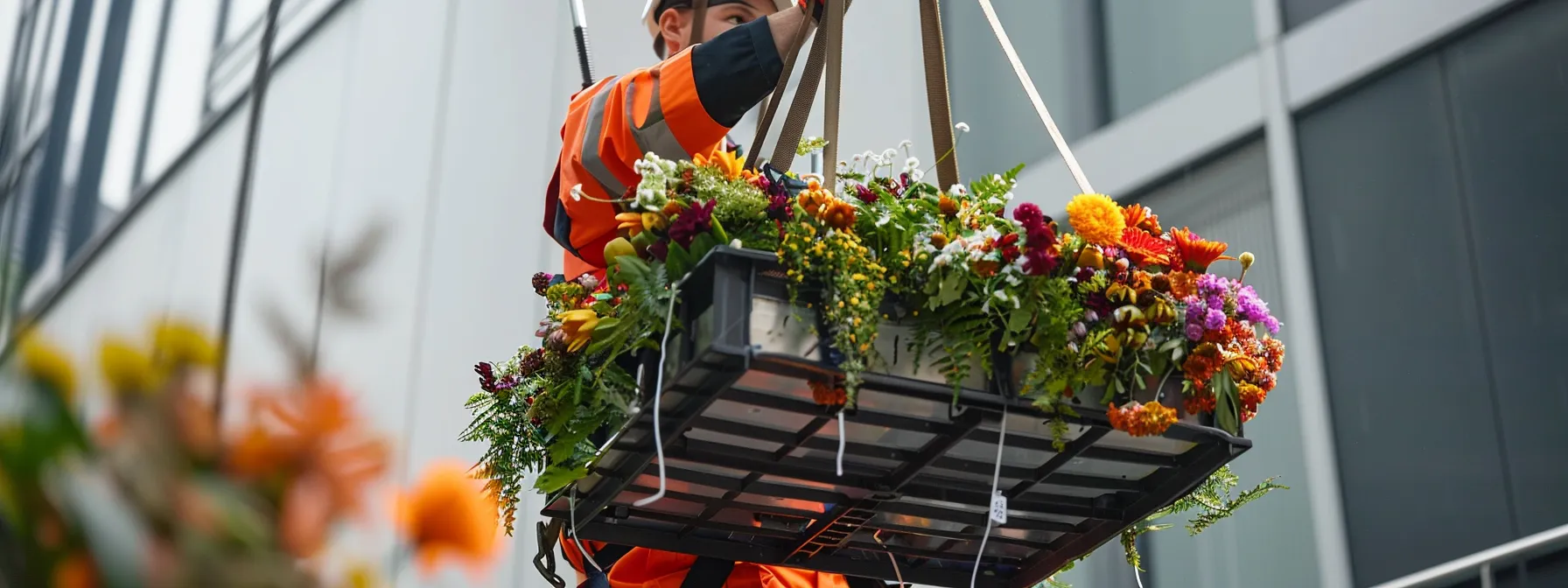 a worker diligently following safety guidelines while installing a man lift basket enlargement kit to ensure workplace safety.